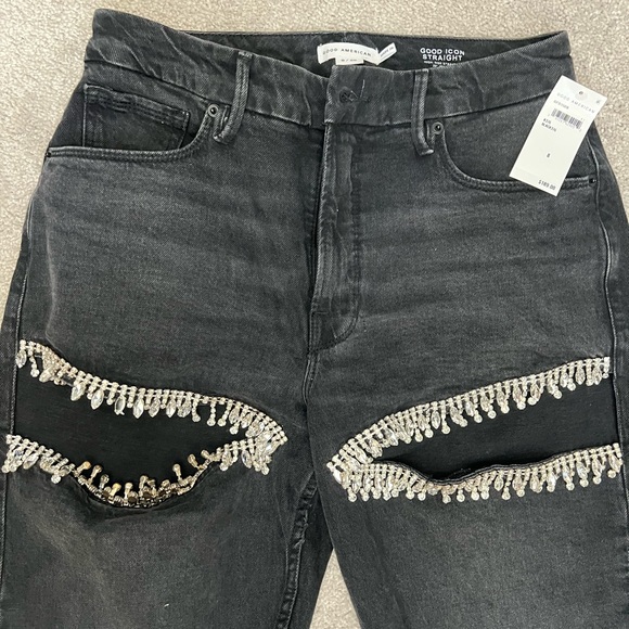 Good American Black Skinny Jeans with Silver Embellishments - Picture 2 of 3
